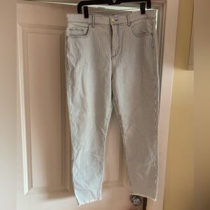 NWT LOFT Blue and White Striped Pants size 14